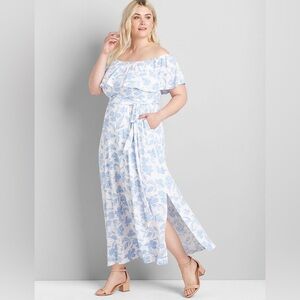 Lane Bryant- Maxi Floral Blue and White Women's Dress